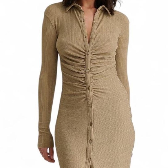 NA-KD Tan dress - Picture 1 of 4